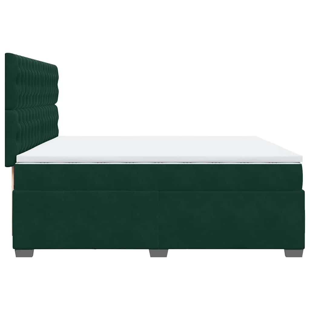 vidaXL Κρεβάτι Boxspring με Στρώμα Σκούρο Πράσινο 200x200εκ. Βελούδινο