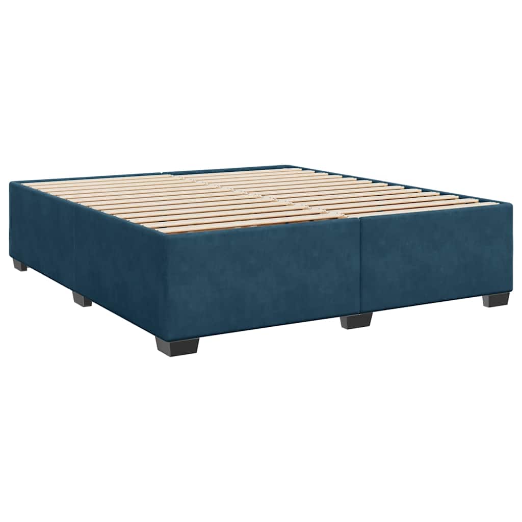 vidaXL Κρεβάτι Boxspring με Στρώμα Μπλε 200x200 εκ. Βελούδινο
