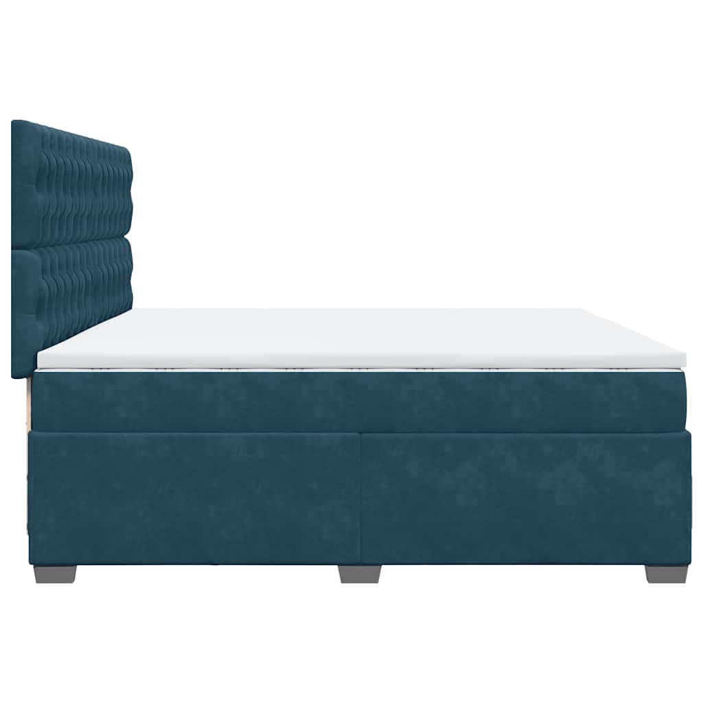 vidaXL Κρεβάτι Boxspring με Στρώμα Μπλε 200x200 εκ. Βελούδινο