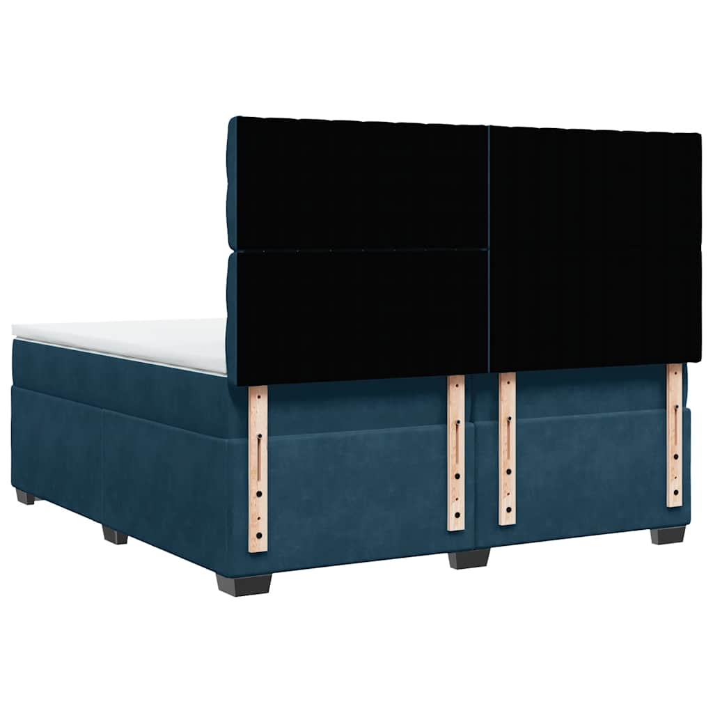 vidaXL Κρεβάτι Boxspring με Στρώμα Μπλε 200x200 εκ. Βελούδινο