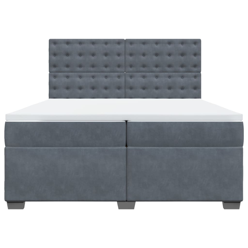 vidaXL Κρεβάτι Boxspring με Στρώμα Σκούρο Γκρι 200x200 εκ. Βελούδινο