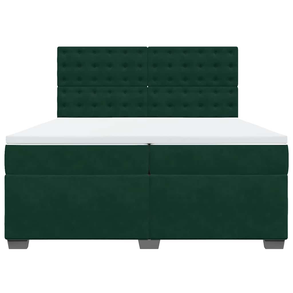 vidaXL Κρεβάτι Boxspring με Στρώμα Σκούρο Πράσινο 200x200εκ. Βελούδινο