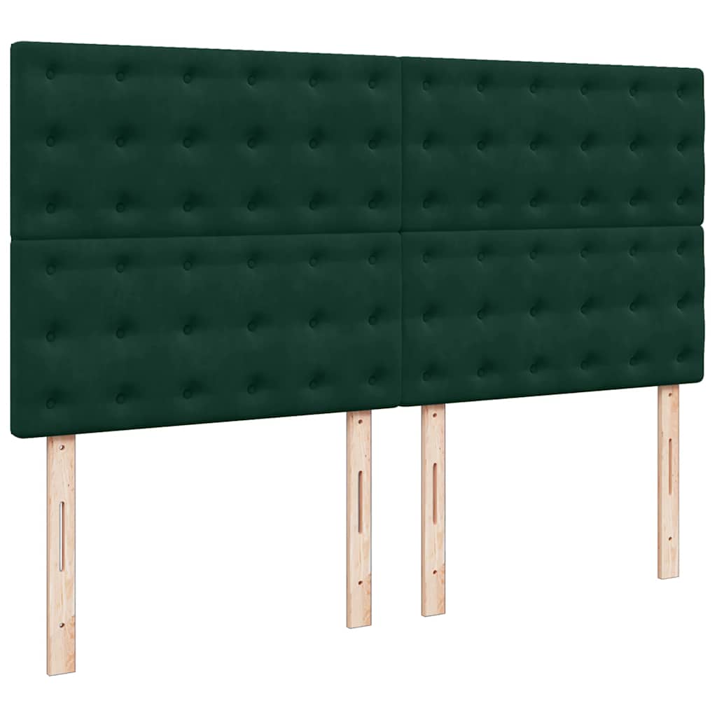 vidaXL Κρεβάτι Boxspring με Στρώμα Σκούρο Πράσινο 200x200εκ. Βελούδινο