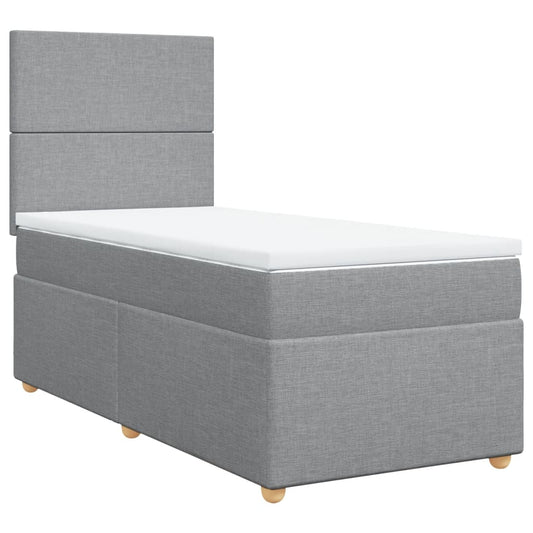 vidaXL Κρεβάτι Boxspring με Στρώμα Ανοιχτό Γκρι 80x200 εκ. Υφασμάτινο