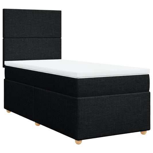 vidaXL Κρεβάτι Boxspring με Στρώμα Μαύρο 80 x 200 εκ. Υφασμάτινο