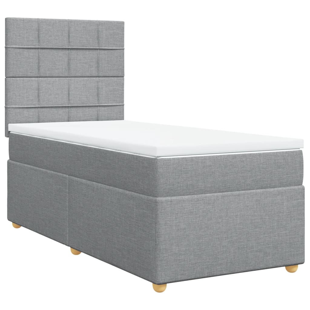 vidaXL Κρεβάτι Boxspring με Στρώμα Ανοιχτό Γκρι 80x200 εκ. Υφασμάτινο