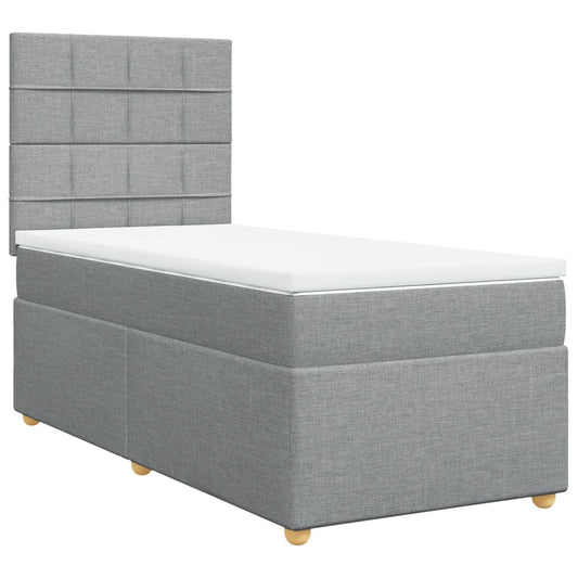 vidaXL Κρεβάτι Boxspring με Στρώμα Ανοιχτό Γκρι 80x200 εκ. Υφασμάτινο