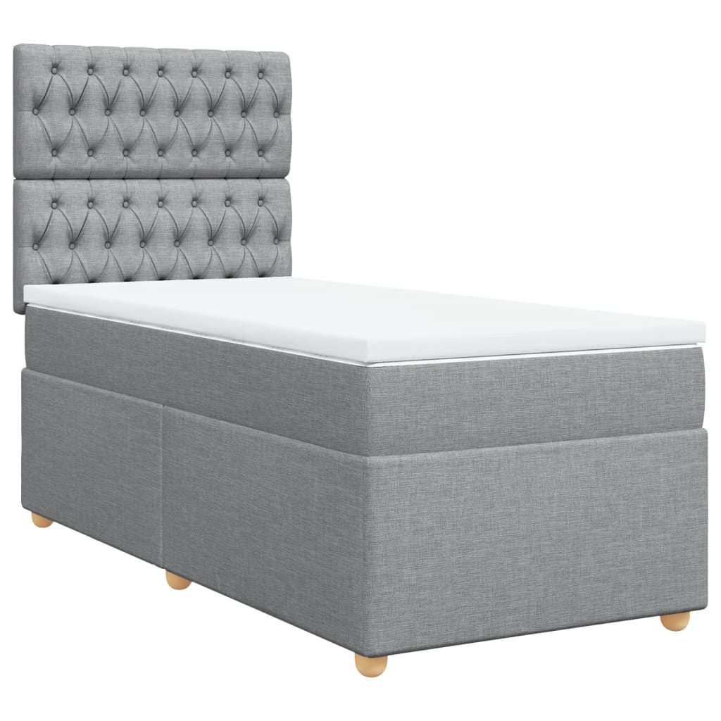 vidaXL Κρεβάτι Boxspring με Στρώμα Ανοιχτό Γκρι 80x200 εκ. Υφασμάτινο