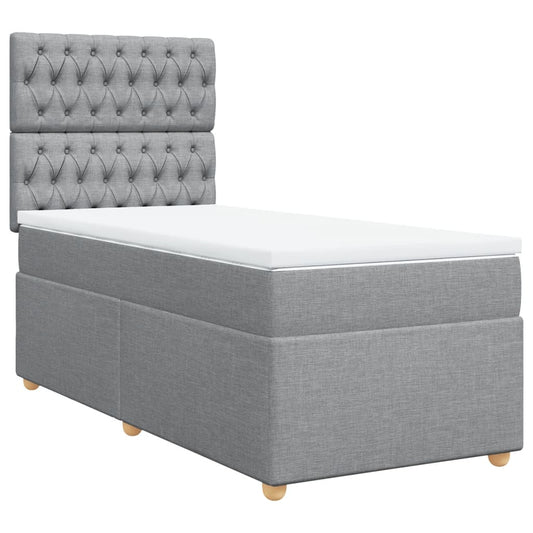 vidaXL Κρεβάτι Boxspring με Στρώμα Ανοιχτό Γκρι 80x200 εκ. Υφασμάτινο