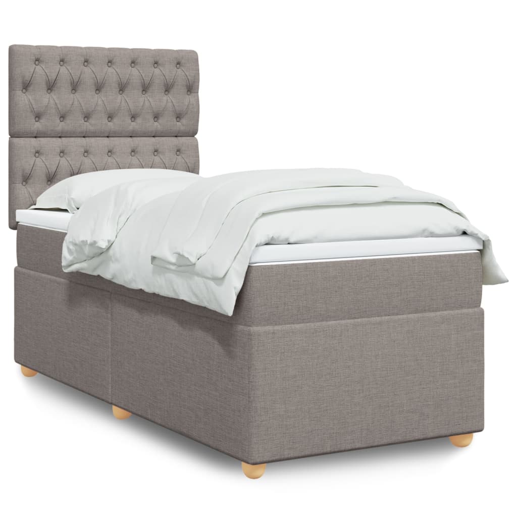 vidaXL Κρεβάτι Boxspring με Στρώμα Taupe 80x200 εκ. Υφασμάτινο