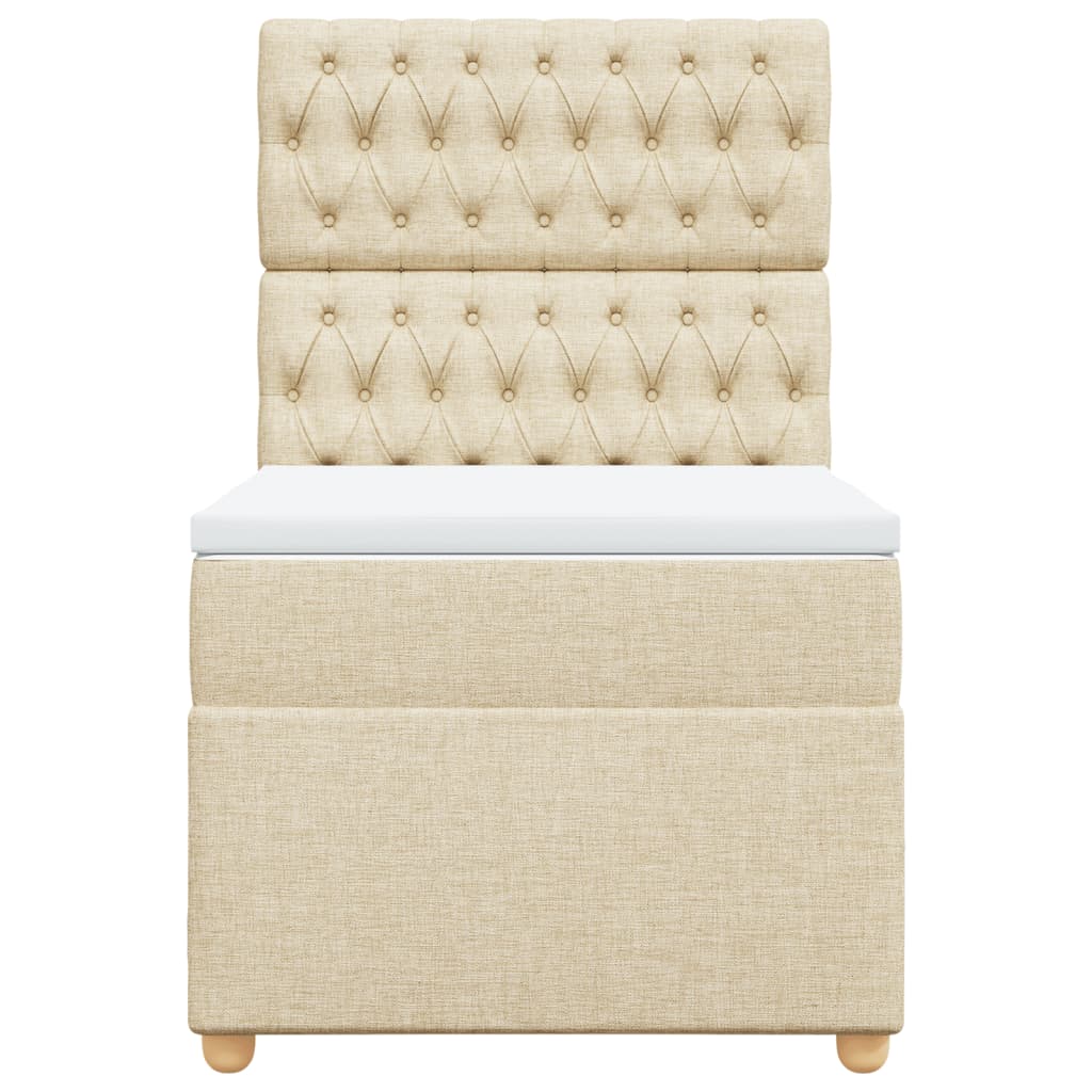 vidaXL Κρεβάτι Boxspring με Στρώμα Κρεμ 80 x 200 εκ. Υφασμάτινο