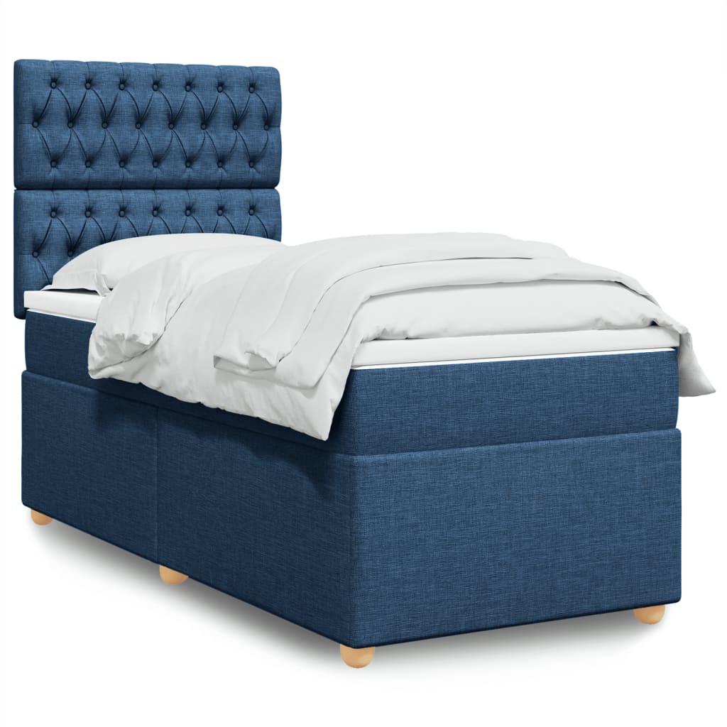 vidaXL Κρεβάτι Boxspring με Στρώμα Μπλε 80x200 εκ. Υφασμάτινο