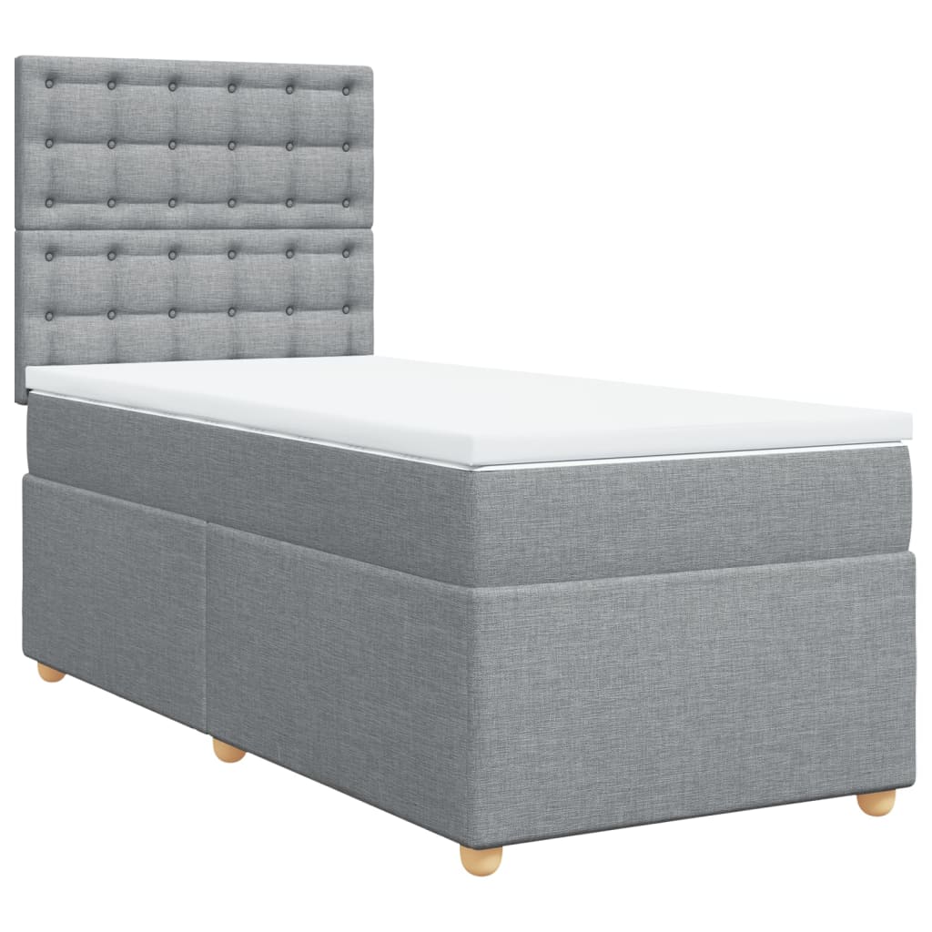 vidaXL Κρεβάτι Boxspring με Στρώμα Ανοιχτό Γκρι 80x200 εκ. Υφασμάτινο