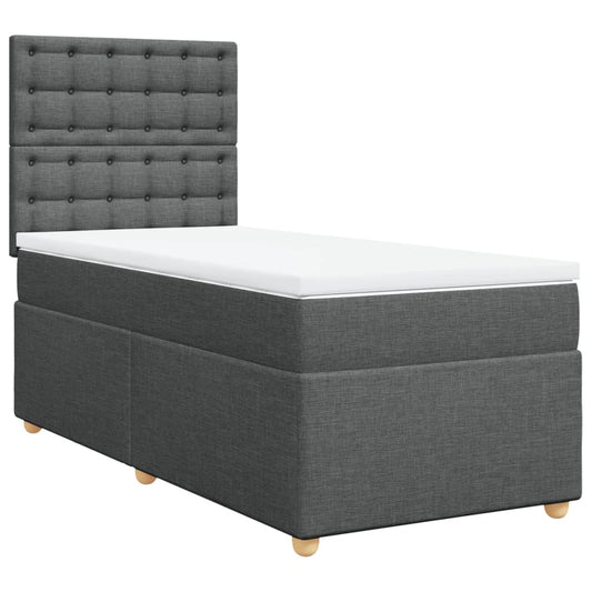 vidaXL Κρεβάτι Boxspring με Στρώμα Σκούρο Γκρι 80x200 εκ. Υφασμάτινο