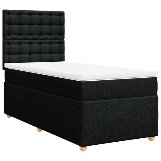 vidaXL Κρεβάτι Boxspring με Στρώμα Μαύρο 80 x 200 εκ. Υφασμάτινο