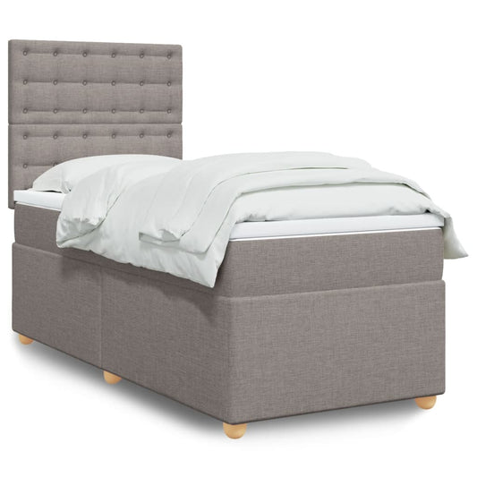 vidaXL Κρεβάτι Boxspring με Στρώμα Taupe 80x200 εκ. Υφασμάτινο