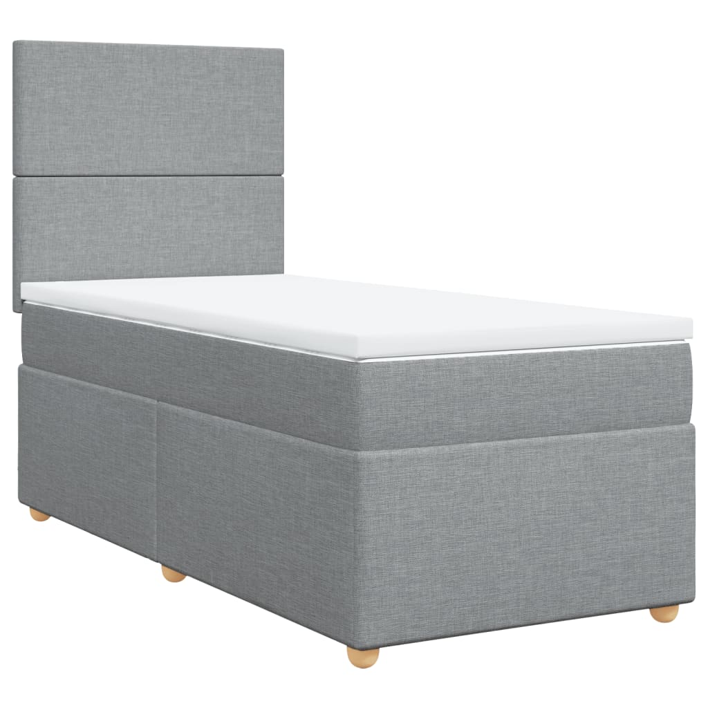 vidaXL Κρεβάτι Boxspring με Στρώμα Ανοιχτό Γκρι 90x190 εκ. Υφασμάτινο