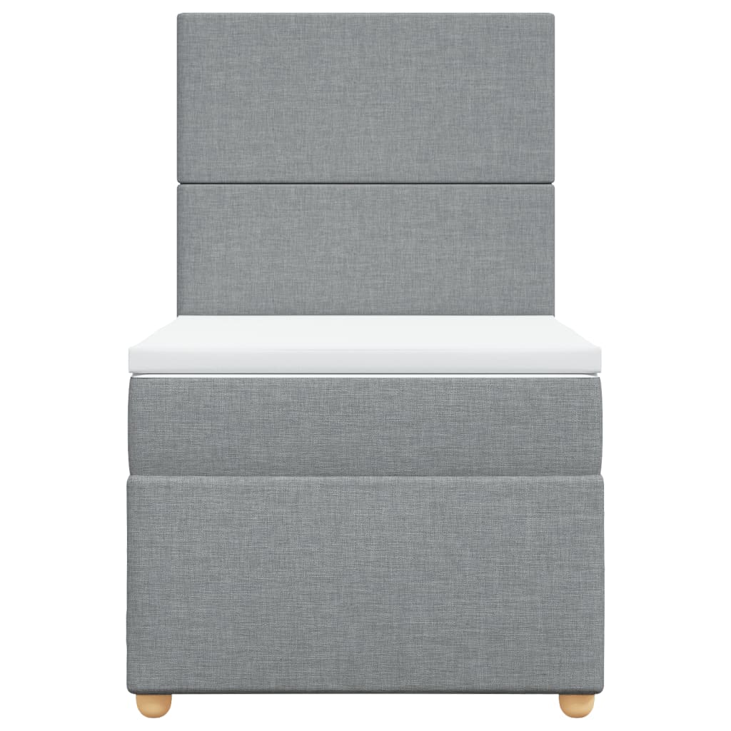 vidaXL Κρεβάτι Boxspring με Στρώμα Ανοιχτό Γκρι 90x190 εκ. Υφασμάτινο