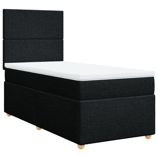 vidaXL Κρεβάτι Boxspring με Στρώμα Μαύρο 90x190 εκ.Υφασμάτινο