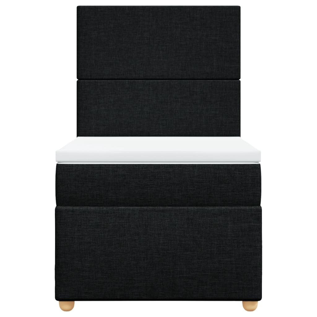 vidaXL Κρεβάτι Boxspring με Στρώμα Μαύρο 90x190 εκ.Υφασμάτινο