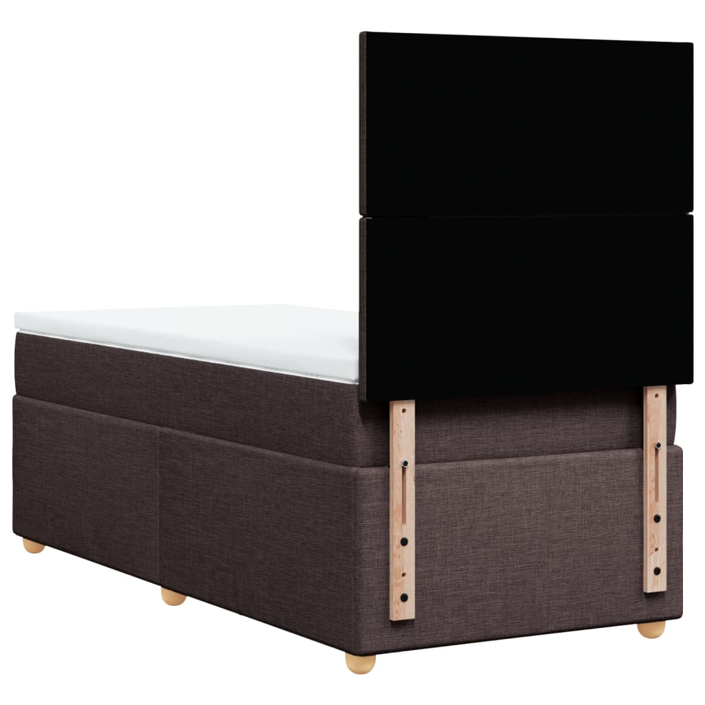 vidaXL Κρεβάτι Boxspring με Στρώμα Σκούρο Καφέ 90x190 εκ. Υφασμάτινο