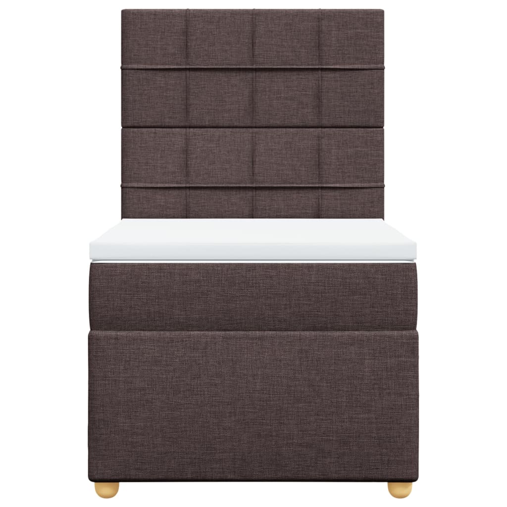 vidaXL Κρεβάτι Boxspring με Στρώμα Σκούρο Καφέ 90x190 εκ. Υφασμάτινο