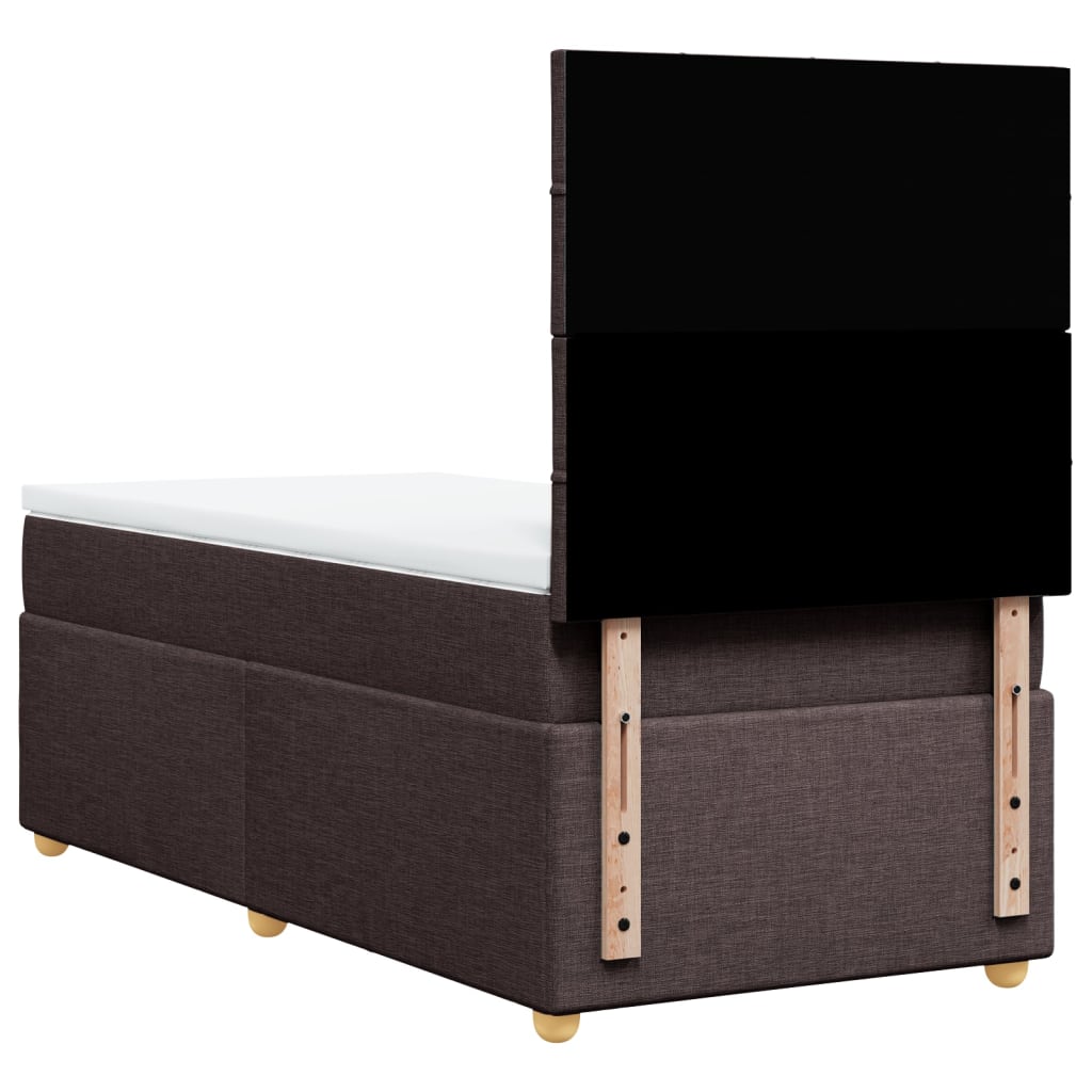 vidaXL Κρεβάτι Boxspring με Στρώμα Σκούρο Καφέ 90x190 εκ. Υφασμάτινο