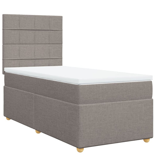 vidaXL Κρεβάτι Boxspring με Στρώμα Taupe 90x190 εκ.Υφασμάτινο