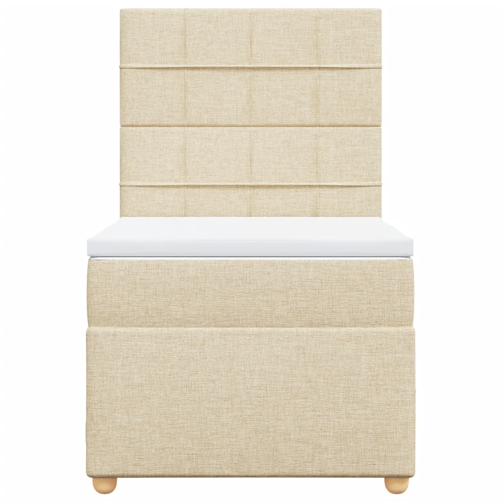 vidaXL Κρεβάτι Boxspring με Στρώμα Κρεμ 90x190 εκ.Υφασμάτινο
