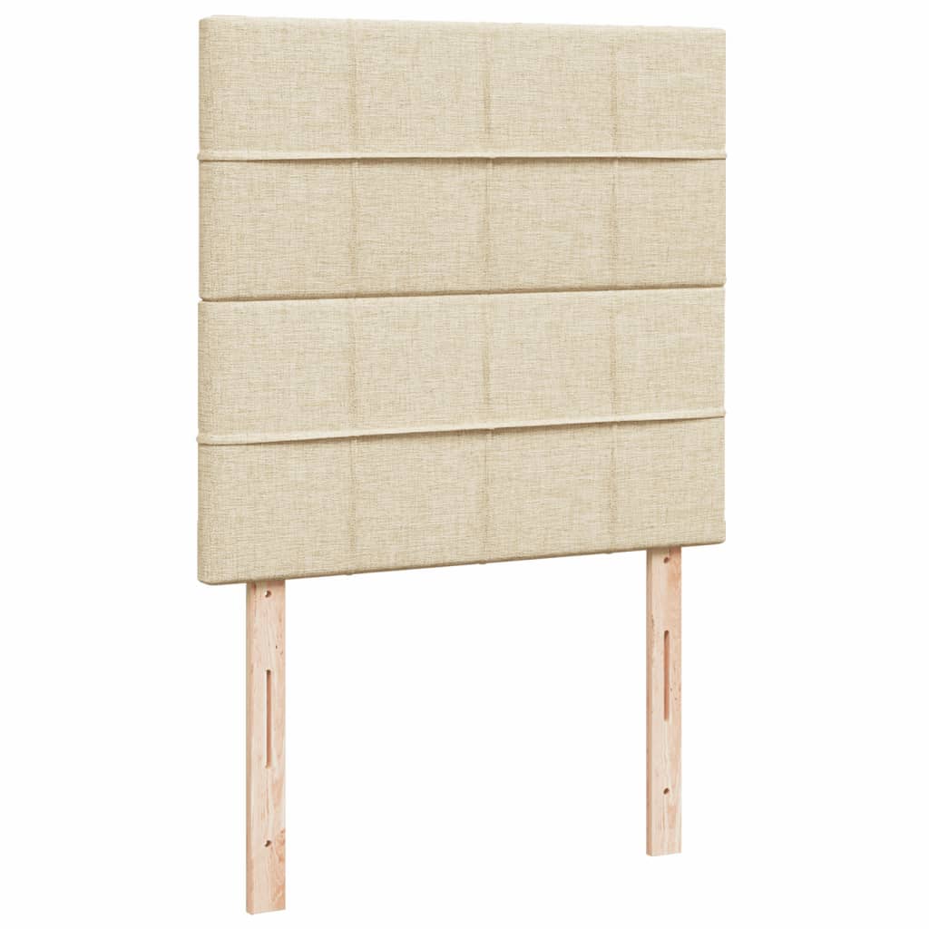 vidaXL Κρεβάτι Boxspring με Στρώμα Κρεμ 90x190 εκ.Υφασμάτινο