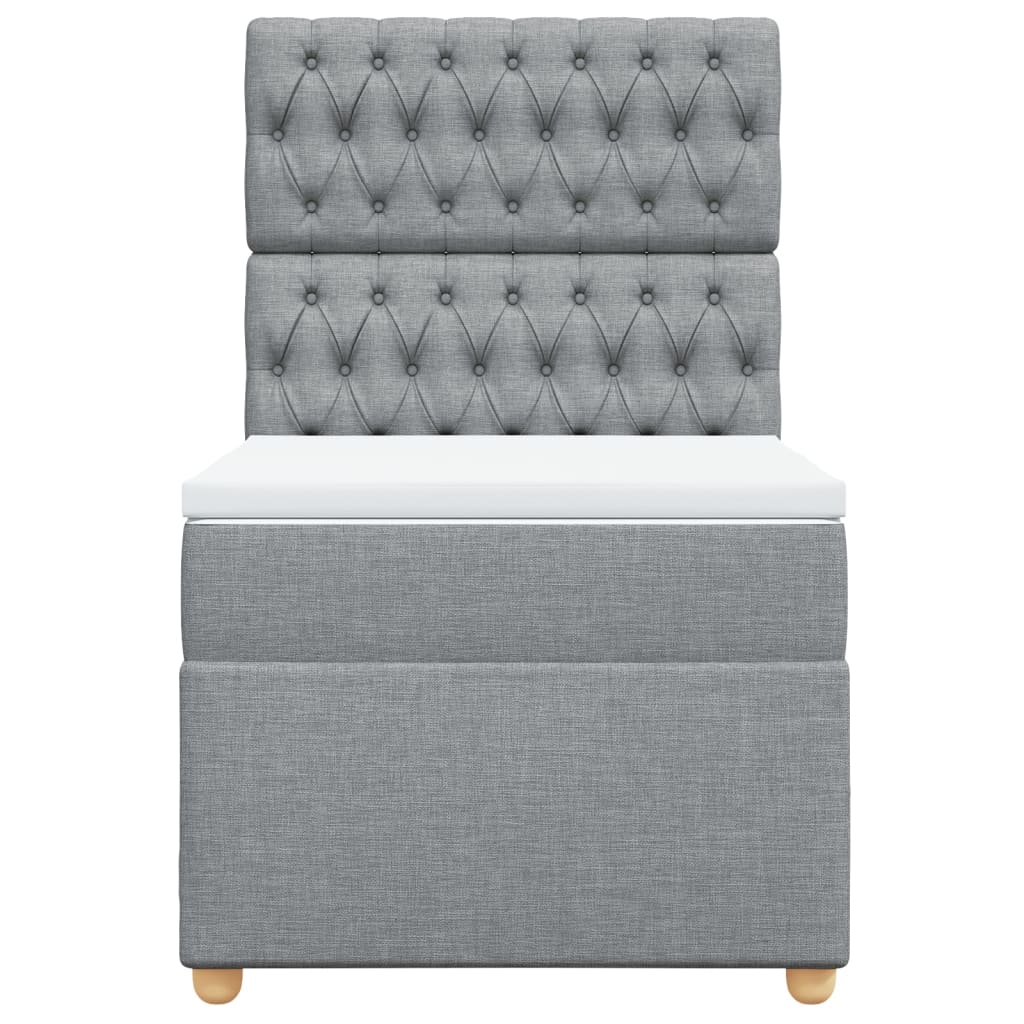 vidaXL Κρεβάτι Boxspring με Στρώμα Ανοιχτό Γκρι 90x190 εκ. Υφασμάτινο