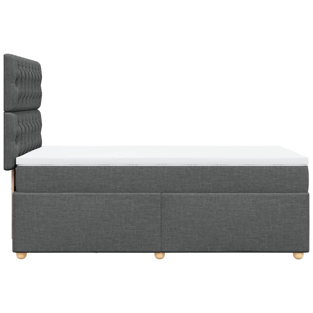 vidaXL Κρεβάτι Boxspring με Στρώμα Σκούρο Γκρι 90x190 εκ. Υφασμάτινο