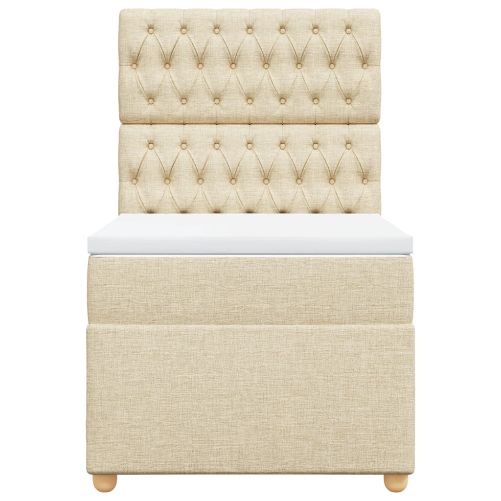 vidaXL Κρεβάτι Boxspring με Στρώμα Κρεμ 90x190 εκ.Υφασμάτινο