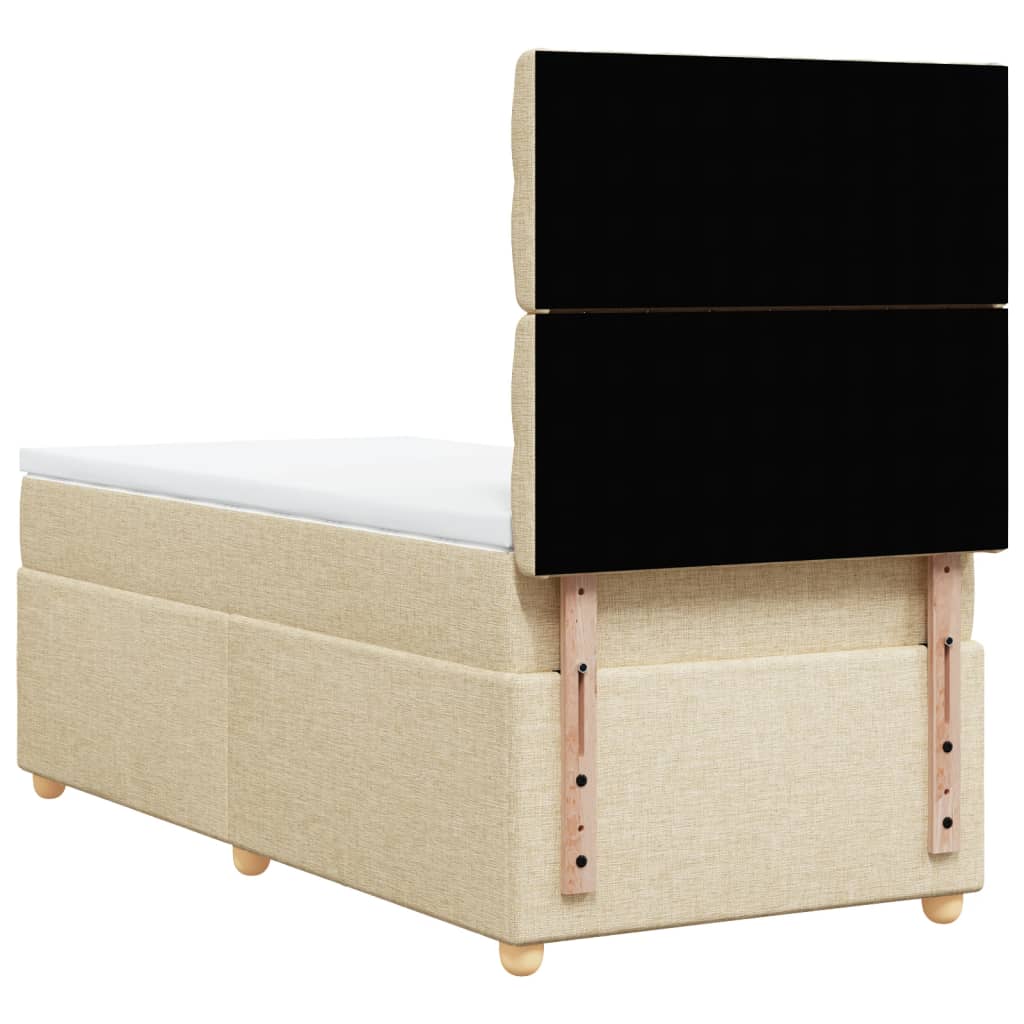 vidaXL Κρεβάτι Boxspring με Στρώμα Κρεμ 90x190 εκ.Υφασμάτινο