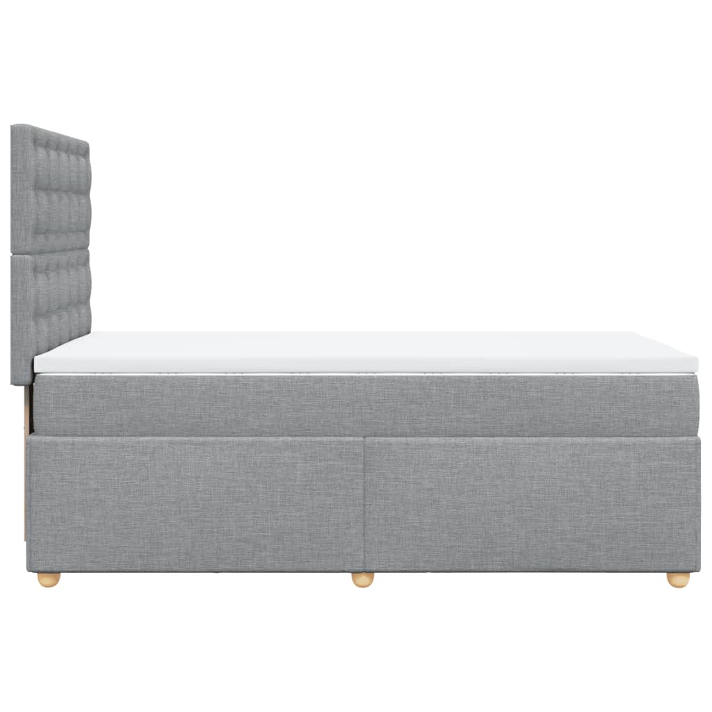 vidaXL Κρεβάτι Boxspring με Στρώμα Ανοιχτό Γκρι 90x190 εκ. Υφασμάτινο