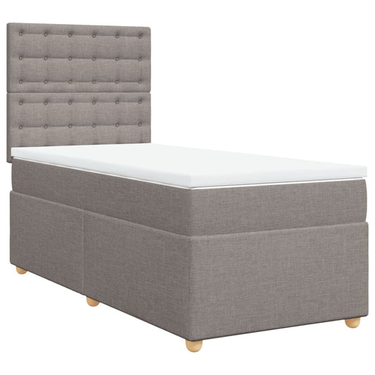 vidaXL Κρεβάτι Boxspring με Στρώμα Taupe 90x190 εκ.Υφασμάτινο