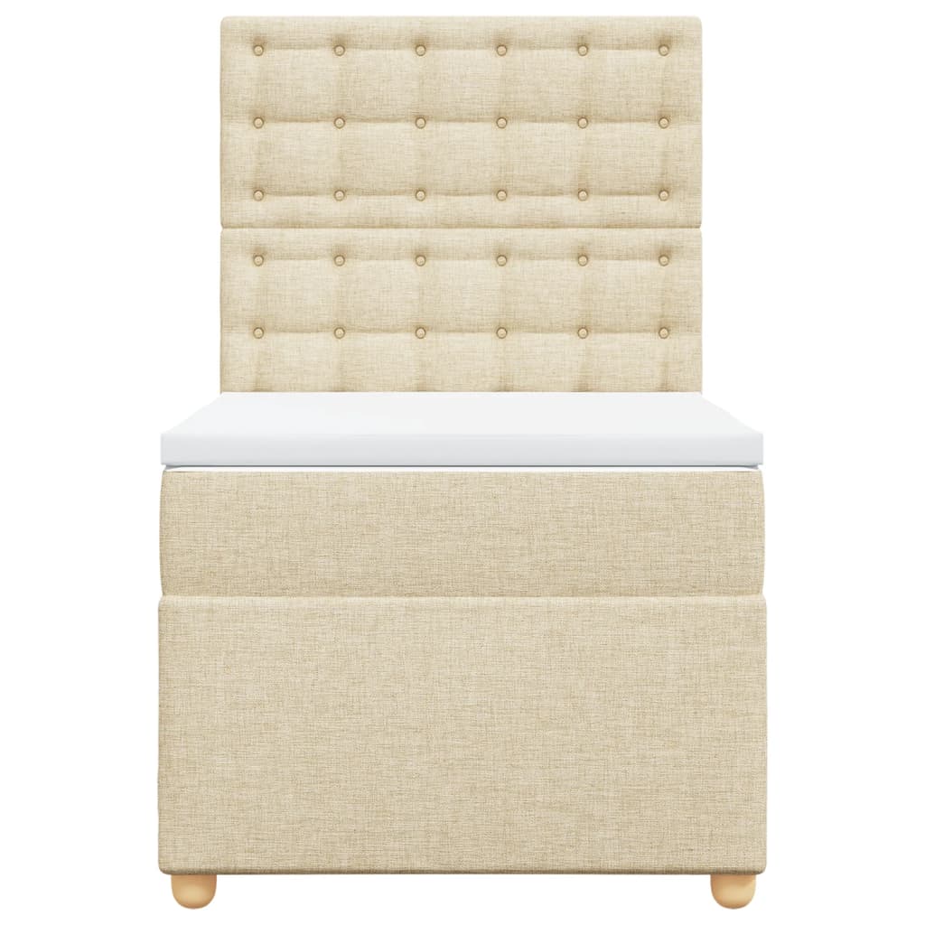 vidaXL Κρεβάτι Boxspring με Στρώμα Κρεμ 90x190 εκ.Υφασμάτινο