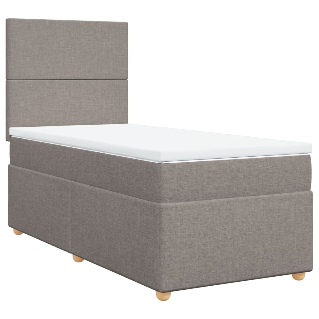 vidaXL Κρεβάτι Boxspring με Στρώμα Taupe 90x200 εκ. Υφασμάτινο