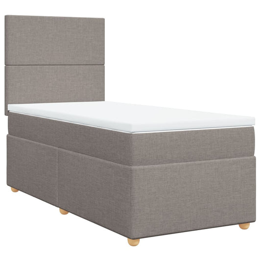 vidaXL Κρεβάτι Boxspring με Στρώμα Taupe 90x200 εκ. Υφασμάτινο