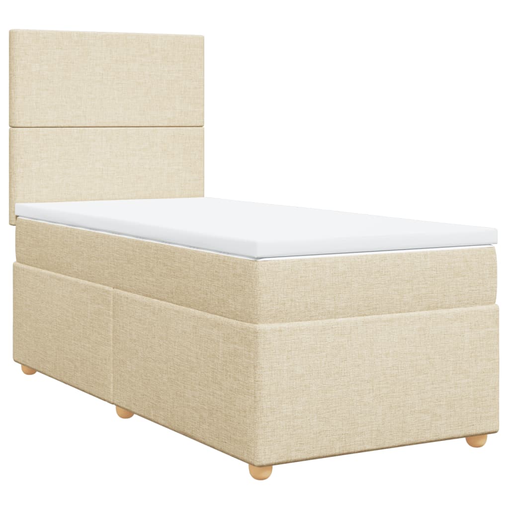 vidaXL Κρεβάτι Boxspring με Στρώμα Κρεμ 90x200 εκ.Υφασμάτινο