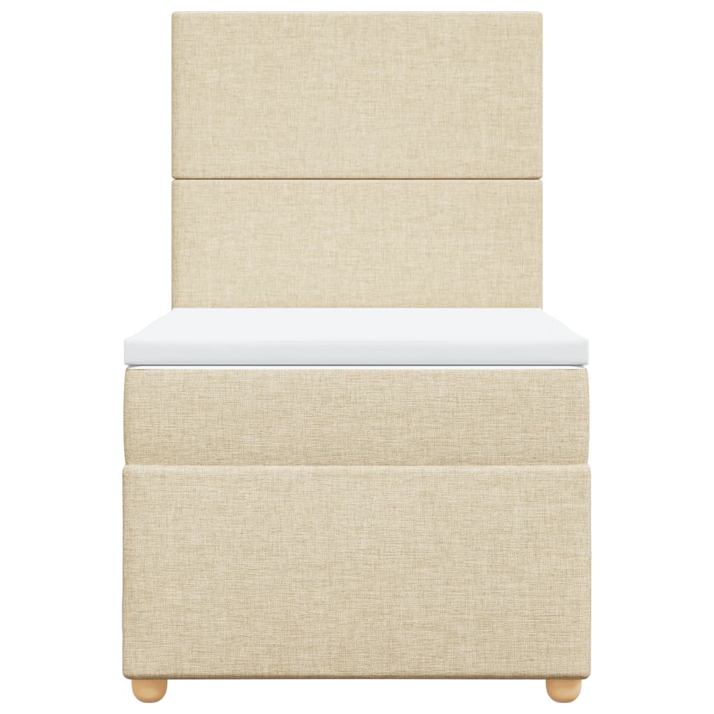 vidaXL Κρεβάτι Boxspring με Στρώμα Κρεμ 90x200 εκ.Υφασμάτινο