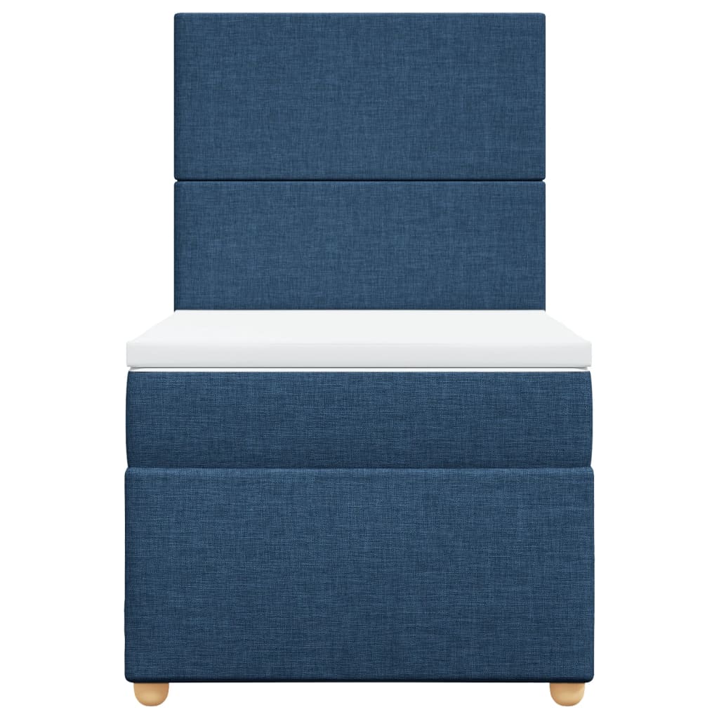 vidaXL Κρεβάτι Boxspring με Στρώμα Μπλε 90x200 εκ.Υφασμάτινο