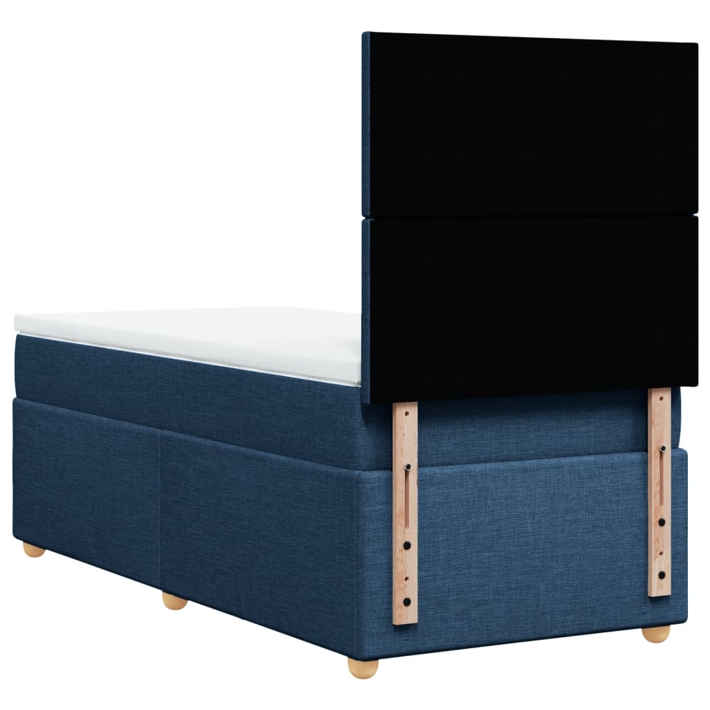 vidaXL Κρεβάτι Boxspring με Στρώμα Μπλε 90x200 εκ.Υφασμάτινο