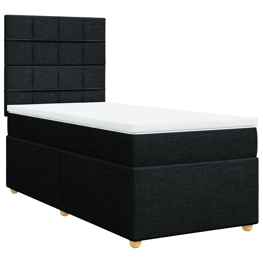 vidaXL Κρεβάτι Boxspring με Στρώμα Μαύρο 90x200 εκ. Υφασμάτινο