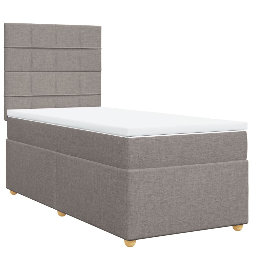vidaXL Κρεβάτι Boxspring με Στρώμα Taupe 90x200 εκ. Υφασμάτινο