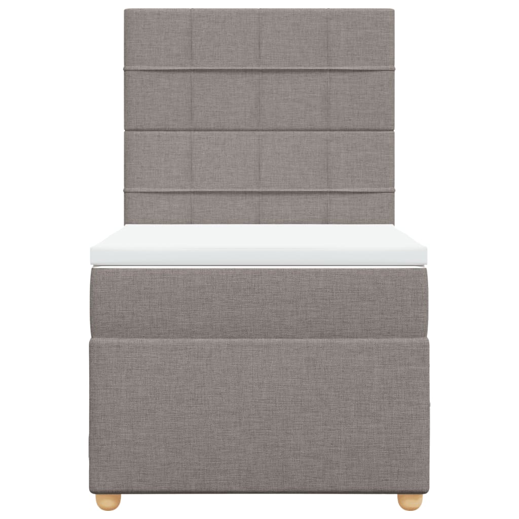 vidaXL Κρεβάτι Boxspring με Στρώμα Taupe 90x200 εκ. Υφασμάτινο
