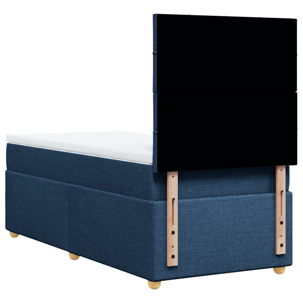 vidaXL Κρεβάτι Boxspring με Στρώμα Μπλε 90x200 εκ.Υφασμάτινο