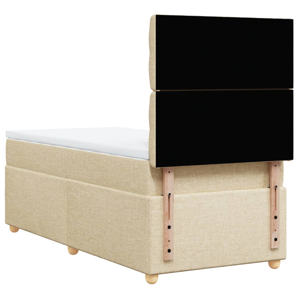 vidaXL Κρεβάτι Boxspring με Στρώμα Κρεμ 90x200 εκ.Υφασμάτινο