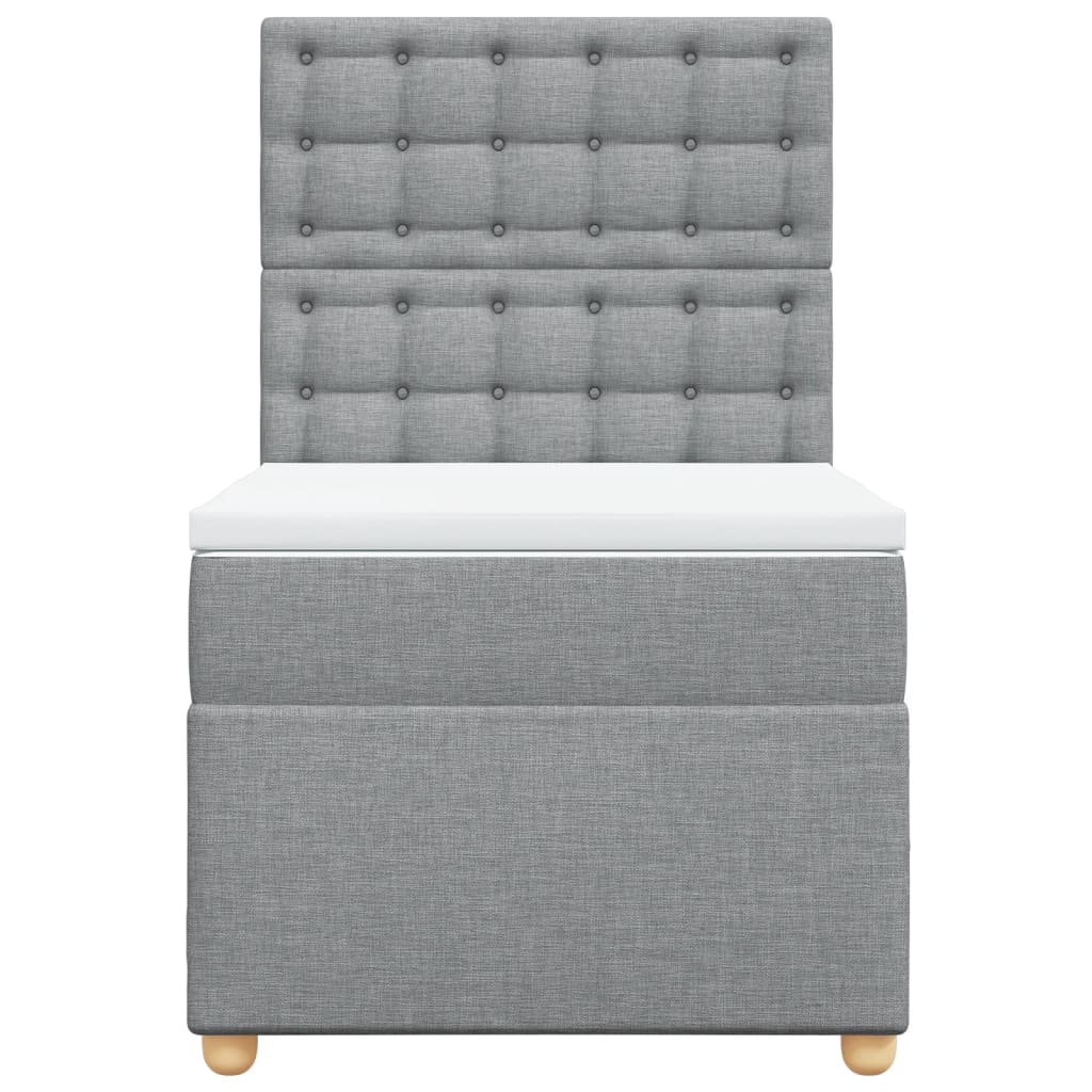 vidaXL Κρεβάτι Boxspring με Στρώμα Ανοιχτό Γκρι 90x200 εκ. Υφασμάτινο