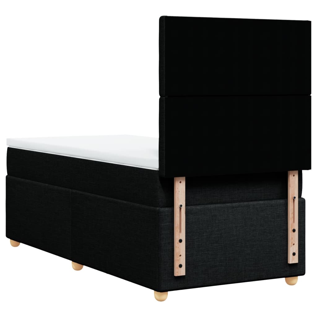 vidaXL Κρεβάτι Boxspring με Στρώμα Μαύρο 90x200 εκ. Υφασμάτινο